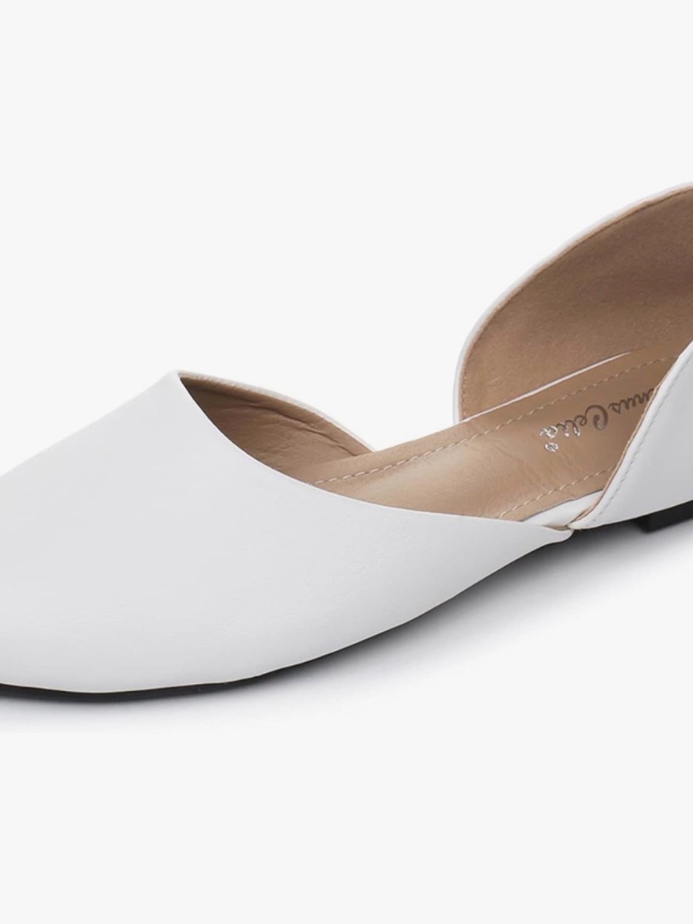 Women's White Pointed D'Orsay Flat - Sleek Slip-On Loafer